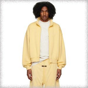 Fear Of God Essentials Zipped Stand Collar Fleece Sweatshirt Jacket Yellow